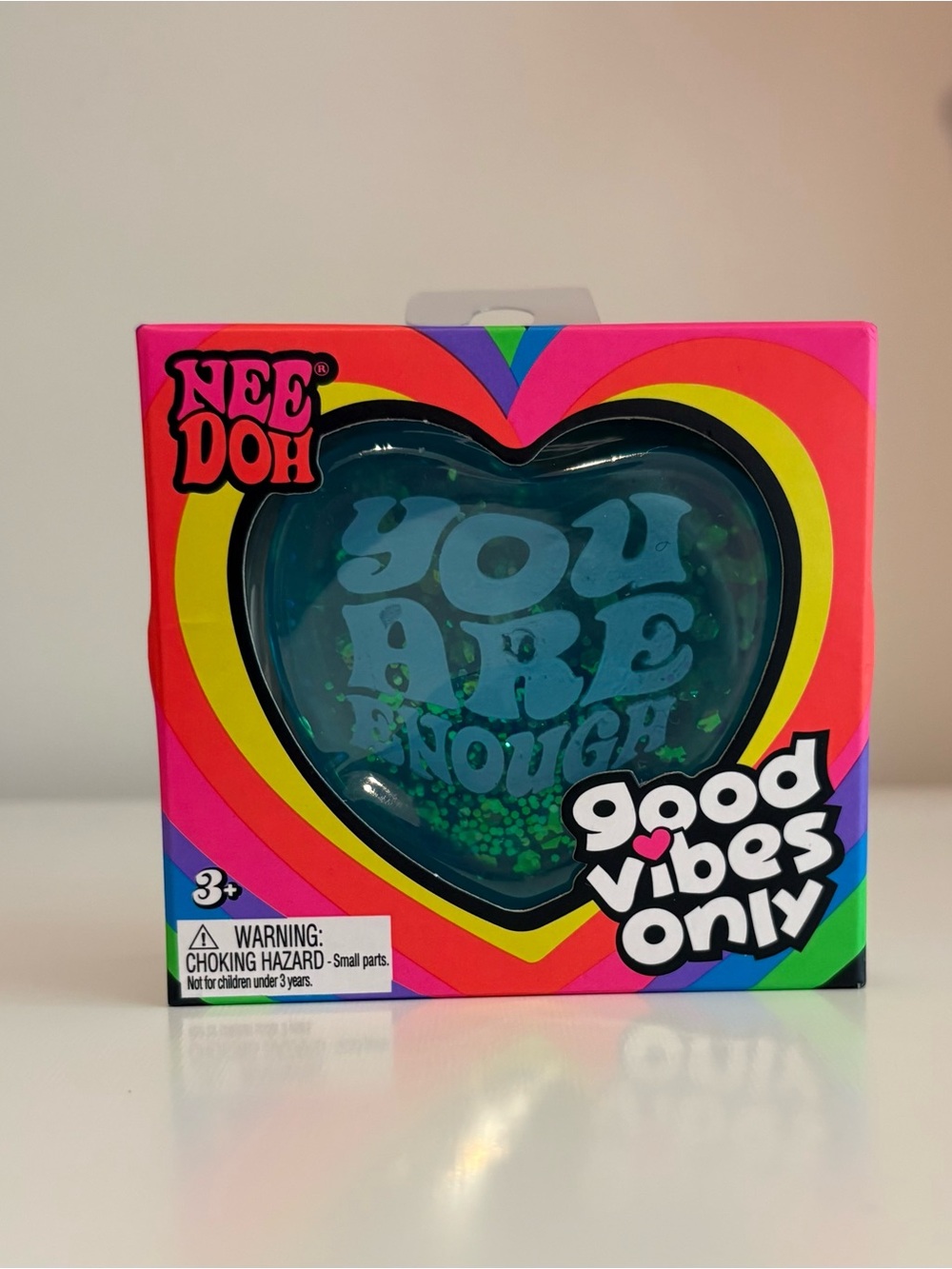 Good Vibes Only Heart Stress Toy - Teal Glitter